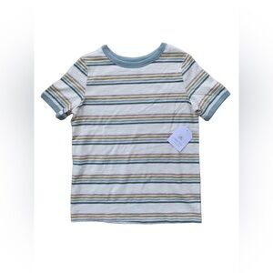 Little Co. NWT Size 8 Cream Striped Ringer Tee